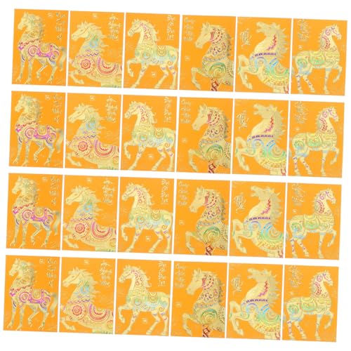 GRADENEVE 120 Stück Vietnamesische Lunar Year Umschläge Gelb Dickes Papier mit Pferdemotiv Frühlingsfest Geldgeschenke Umschläge für Neujahr Hochzeit Geburtstag Traditionelle Dekoration von GRADENEVE