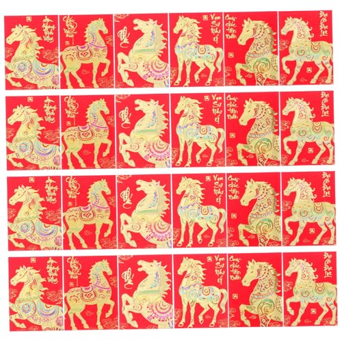 GRADENEVE 120 Stück Vietnamesische Rote Neujahrsumschläge Jahr Des Pferdes Traditionelle Glücksgeldumschläge für Lunar Year Frühlingsfest Familienfeiern Firmenveranstaltungen von GRADENEVE