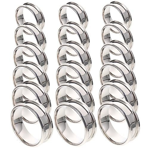 GRADENEVE 18 Stück Geriffelter Ringkernrohling, Glatte Fingerringfassung, Metallfingerringe, Ringschmuckherstellung, Edelstahlring, Schlichter Ring, Silberringe, Handdekor, Polierte von GRADENEVE