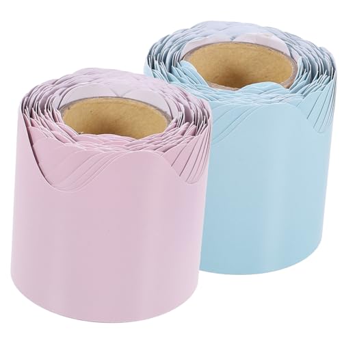GRADENEVE 2 Rollen Abnehmbare Pinnwand-Umrandung aus Papier Blau und Rosa Dekorative Tafel Kreidetafel-umrandung für Klassenzimmer Schulbedarf Leicht Anzubringen und Vielseitig Verwendbar von GRADENEVE