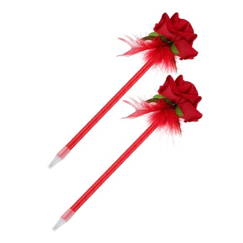 GRADENEVE 2 Stück Rosen Kugelschreiber, Blumen Neutralstift, Blumenstift, Schreibutensilien, Tragbare Tintenstifte, Künstliche Blumenstifte, Kugelschreiber, Kunststoffstift, Blumenförmige von GRADENEVE