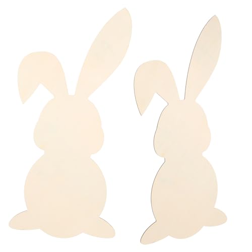 GRADENEVE 2 Stück Teiliges Holz Osterhasen Dekoration DIY Holzanhänger Bastelset Ab Jahre Natürliche Holzscheiben für Frühling Klassenzimmer Osterdeko von GRADENEVE