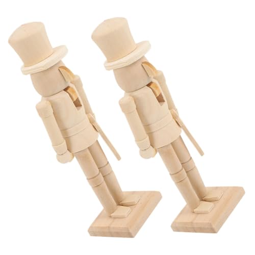 GRADENEVE 2 Stück Unbemalter Holz Soldat DIY Bastelset Holzfigur Weihnachtsdekoration Holzornament zum Bemalen für Erwachsene Festliche Wohnraumdeko von GRADENEVE