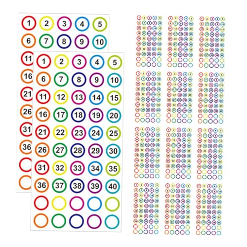 GRADENEVE 20 Blatt Bunte Zahlenaufkleber Selbstklebend Lesbar Vielseitig für Lager Klassifizierung DIY und Inventarmanagement von GRADENEVE