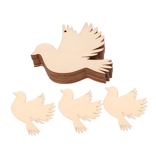 GRADENEVE 20 Stück Anhänger Naturbelassen Vogelanhänger zum Basteln DIY Holzvögel zum Bemalen Hochzeit Geburtstag Weihnachtsdeko mit Hanfseil von GRADENEVE