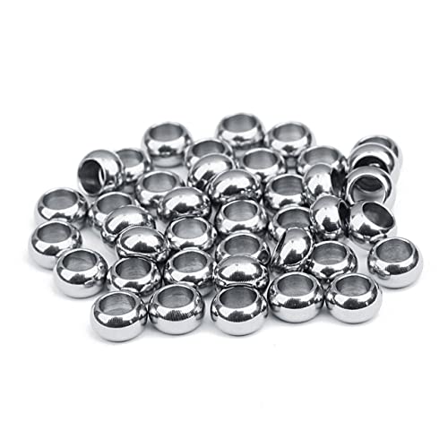 GRADENEVE 20 Stück Spacer Beads Durchmesser mit Großem Loch Runde Silber Perlen für DIY Schmuckherstellung Armband Halskette Ohrring Zubehör Korrosionsbeständig und Langlebig von GRADENEVE