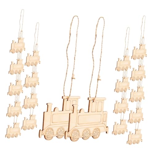 GRADENEVE 20 Stück Teiliges Holzanhänger Zugform Glatte Holzscheiben für DIY Bastelarbeiten Langlebige Holzzugdekorationen Handwerkliche Zugköpfe für Party und Wanddekorationen von GRADENEVE