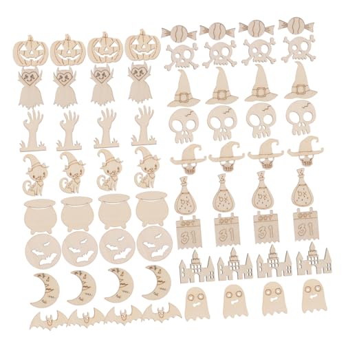 GRADENEVE 200 Stück Halloween Holzspäne Handgefertigt Herbstdekorationen Für Zuhause Dekorative Holzspäne Holz Halloween Form Holz Kürbis Dekor Unbehandeltes Kunsthandwerk von GRADENEVE