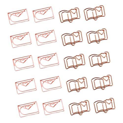 GRADENEVE 20Stücke Teiliges Buchform Papierclips Roségold Praktische Büroklammern für Notizen DIY Lesezeichen und Briefumschläge für Täglichen Gebrauch von GRADENEVE