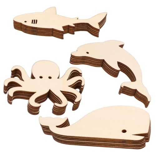 GRADENEVE 24 Stück Teiliges Holzscheiben mit Marinen Tiermotiven Handliche Holzknöpfe zum Bemalen und Dekorieren Nachhaltige Holzstücke für DIY Bastelprojekte für Scrapbooking und Aquarium von GRADENEVE
