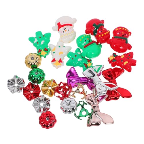 GRADENEVE 24 Stück Teiliges Weihnachtsperlen Handbemalt mit Schleifen und Kürbis Spacer Perlen für DIY Handyketten Armbänder Halsketten Ohrringe Rote und Grüne Festtagsfarben für Kreative von GRADENEVE