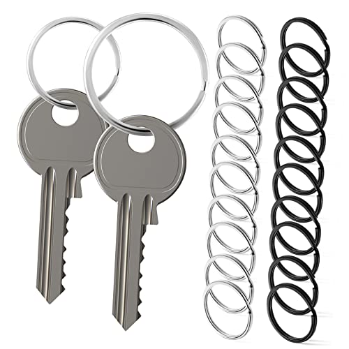 GRADENEVE 28 Stück Teiliges Flacher Schlüsselringe aus Runde Flache Schlüsselanhänger Rostfrei Sicherer Verschluss Leicht Geeignet für Schlüsselanhänger Charms Karabiner und Zubehör von GRADENEVE