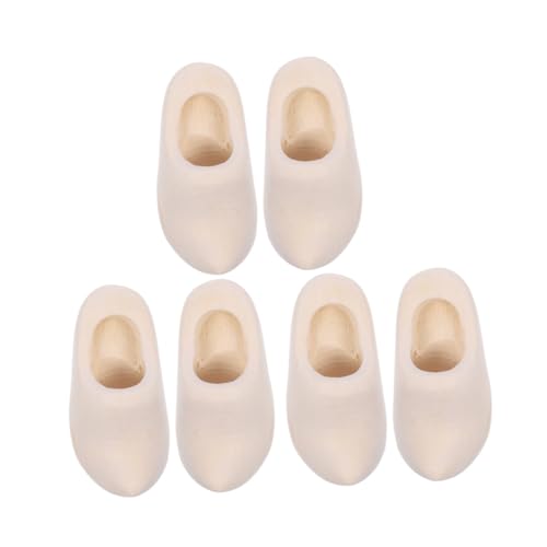 GRADENEVE 3 Paare Mini Holzschuhe Unlackierte Holzmodelle zum Bemalen Puppenhaus Deko DIY Zubehör für Miniaturhäuser und Sammlungen aus Robustem Holz von GRADENEVE