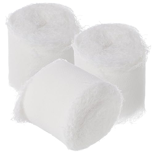 GRADENEVE 3 Rollen Fransenband Chiffonband Leichtes Geschmeidiges Geschenkband für Hochzeitsdekoration Blumensträuße DIY Bastelprojekte und Geschenkverpackungen von GRADENEVE