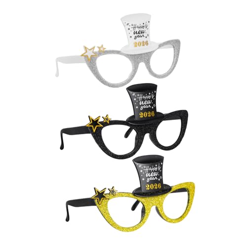 GRADENEVE 3 Stück Silvester Partybrille mit Glitter effekt Einzigartige Zahlenform Leichte Neujahrsbrillen für Fotorequisiten Silvester Dekoration Bequemes Tragen für Feierlichkeiten GRADENEVE 3 Stück Silvester Partybrille mit Glitter effekt Einzigartige Zahlenform Leichte Neujahrsbrillen für Fotorequisiten Silvester Dekoration Bequemes Tragen für Feierlichkeiten von GRADENEVE