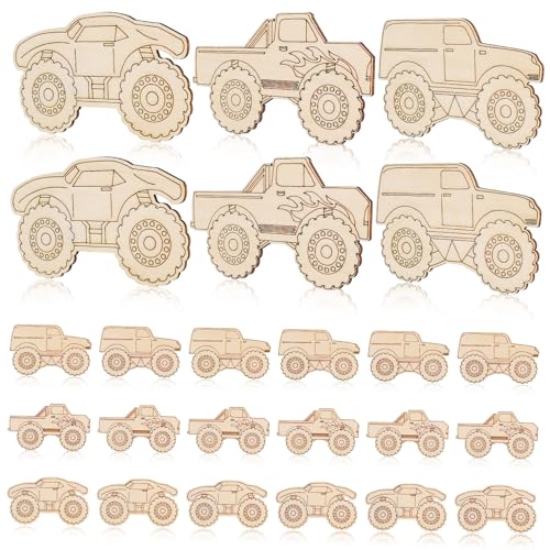 GRADENEVE 30 Stück Unfertige Holzmonster Truck Dekoration Teiliges zum Bemalen Handgefertigte Holzautos für Kindergeburtstag Glatte Oberfläche Vielseitige DIY Holzhandwerke und GRADENEVE 30 Stück Unfertige Holzmonster Truck Dekoration Teiliges zum Bemalen Handgefertigte Holzautos für Kindergeburtstag Glatte Oberfläche Vielseitige DIY Holzhandwerke und von GRADENEVE