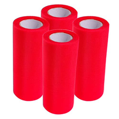 GRADENEVE 4 Rollen Tüllrolle Netzrolle Festival Tüllband Dekoratives Tüllband Schickes Tüllband Party Tüllstoff Festivalgeschenk Tüll Damen Tüllstoff DIY Zubehör DIY Bedarf von GRADENEVE
