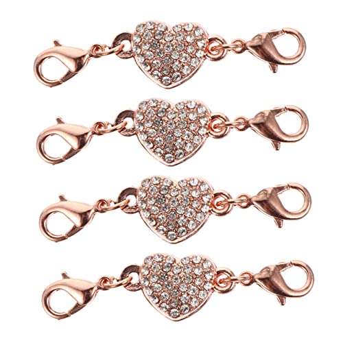 GRADENEVE 4 STÜCKE Teiliges Schmuck Herzförmiger Anhänger mit Zirkonia Rosenvergoldete Halsketten und Armbandverlängerung DIY Schmuckverbinder für Ketten und Fußkettchen Langlebig und von GRADENEVE
