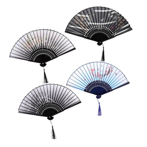 GRADENEVE 4 Stück Teiliges Faltbare Handfächer aus und Seide mit Klassischem Quasten Design Leichter Robuster Fächer im Chinesischen Stil für Hochzeit Geburtstag Party und Festliche GRADENEVE 4 Stück Teiliges Faltbare Handfächer aus und Seide mit Klassischem Quasten Design Leichter Robuster Fächer im Chinesischen Stil für Hochzeit Geburtstag Party und Festliche von GRADENEVE