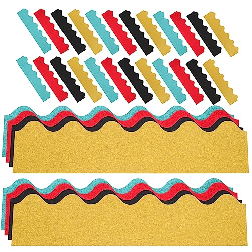 GRADENEVE 40 Stück Teiliges Glitzer Bastelpapier Wellenförmige Bordüren in Schwarz Rot Gold für DIY Dekoration Klassenzimmer und Pinnwand Zubehör Glitter Papier Rahmen für Scrapbooking und von GRADENEVE