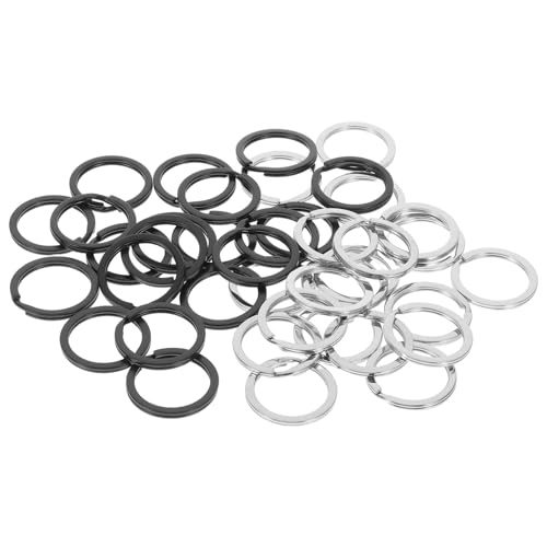 GRADENEVE 40 Stück Teiliges Metall Schlüsselringe Rund Flach Spaltringe Robust Langlebig für Schlüsselanhänger DIY Handwerk Zubehör in Schwarz und Glänzend Silber GRADENEVE 40 Stück Teiliges Metall Schlüsselringe Rund Flach Spaltringe Robust Langlebig für Schlüsselanhänger DIY Handwerk Zubehör in Schwarz und Glänzend Silber von GRADENEVE