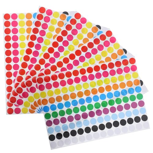GRADENEVE 5 Bögen Punktaufkleber, Aufkleberetiketten, Farbcodierungsetiketten, Kleine Runde Aufkleber, Kreisaufkleber, Etikettenaufkleber, Farbige Aufkleberpunkte, Klebepunkte, Farbige von GRADENEVE