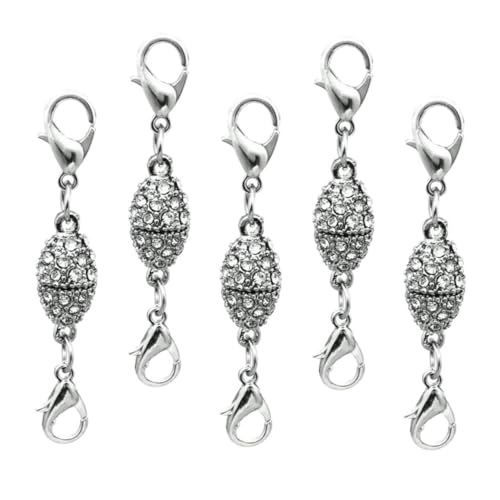 GRADENEVE 5 Stück Teiliges Olivenförmiger Magnetischer Lobster Clip mit Strass Schmuckverschluss Silber für DIY Schmuckherstellung und Armbänder GRADENEVE 5 Stück Teiliges Olivenförmiger Magnetischer Lobster Clip mit Strass Schmuckverschluss Silber für DIY Schmuckherstellung und Armbänder von GRADENEVE