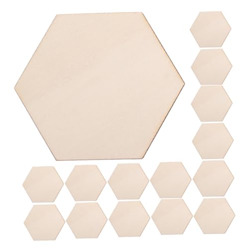 GRADENEVE 50 Stück Sechseckige Holzplatten Naturbelassen Unvollendete Blanko holzausschnitte für DIY Bastelprojekte Handmalerei Nachhaltige Holzstücke für Individuelle Dekoration von GRADENEVE