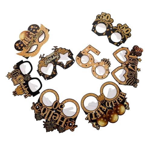 GRADENEVE 8 Stück Geburtstagsbrillen Papierbrillen mit Lustigem Design Leichte Party Photo Booth Requisiten für Gruppenfeiern und Unvergessliche Geburtstagsdekoration von GRADENEVE