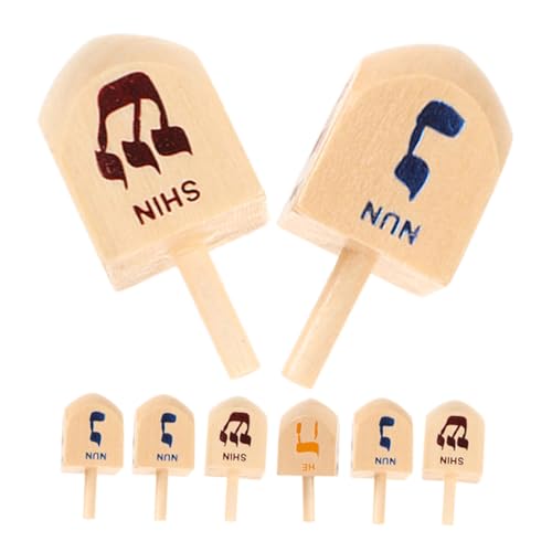 GRADENEVE 8 Stück Teiliges Holzspielzeug Hanukkah Handgefertigt Sicher für Edukatives Konzentrationstraining Geschenk Holzspielzeug für Festtagsstimmung von GRADENEVE