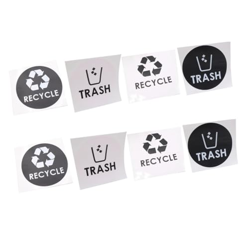 GRADENEVE 8 Stück Teiliges PVC Mülltonnen Selbstklebend Wasserfest Recycling Mülltonnenetiketten mit Großen Symbolen zur Einfachen Beschriftung und Abfalltrennung für Täglichen Gebrauch von GRADENEVE