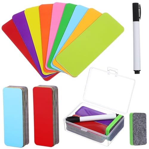 GRADENEVE Beschreibbare Magnetische Namensschilder Teilig mit Stift und Pinsel Abwischbare Magnetetiketten für Kühlschrank Whiteboard Büro und Schule Farbiges Memo Label für Einfache von GRADENEVE