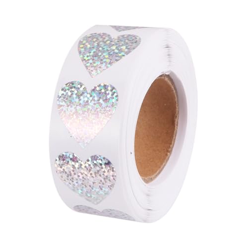 GRADENEVE Bunte Herzförmige Selbstklebende Aufkleber Rolle Haftstarke Geschenketiketten zum Versiegeln von Kuchen Pralinen Geschenkverpackungen Kreative Deko für Party und DIY von GRADENEVE