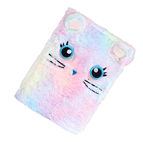 GRADENEVE Cartoon Notizbuch Plüsch Scrapbook Rosa mit Bunten Katzenmotiven Hochwertiges Schreibpad für Schüler für Tagebuch und Kreative Notizen von GRADENEVE