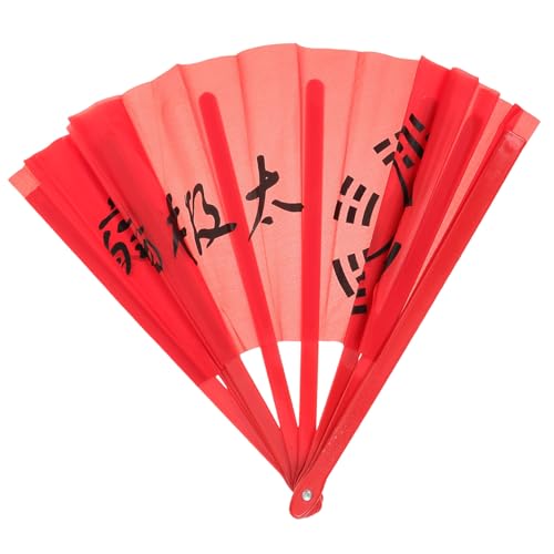 GRADENEVE Faltbarer Tai Chi Kung Fu Handfächer Rot mit Kunststoffrippen Leichter Performance Fächer für Tanz Bühnenaufführung Sport und Fitness Geeignet von GRADENEVE