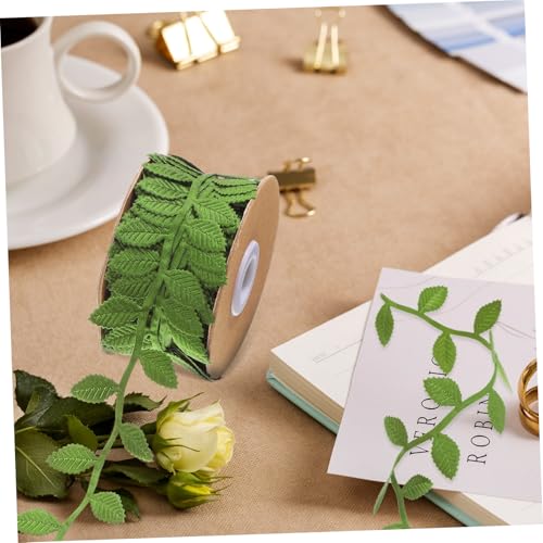 GRADENEVE Grünes Blattband aus Polyester Weiches Reißfestes Dekoband für Basteln Geschenkverpackung Blumensträuße Kränze Natürliche DIY girlande für Party und Heimdeko von GRADENEVE