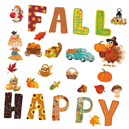 GRADENEVE Herbstliche Pinnwanddekorationen Teiliges Bunte Thanksgiving Papierausschnitte mit Kürbis Ahornblatt Sonnenblume für Klassenzimmer Bulletin Board Klebepunkte von GRADENEVE