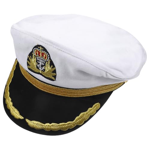 GRADENEVE Matrosen Kostüm Mütze aus Baumwolle Bestickte Kapitänsmütze für Sailor Cosplay Atmungsaktiv Leicht und Robust für Jungen und Mädchen Segelpartys von GRADENEVE