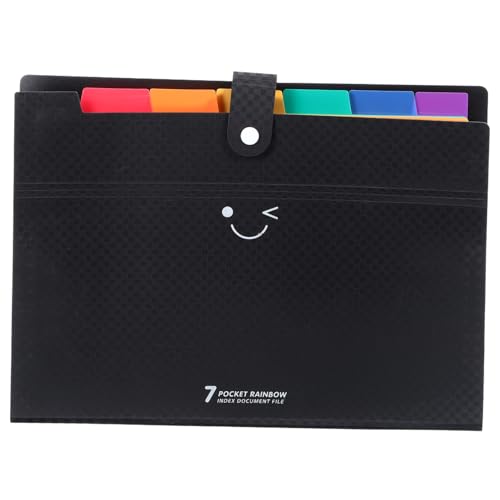 GRADENEVE PP Aktenordner mit Fächern Robuster File Folder Organizer mit Schnappverschluss Erweiterbarer Dokumentenmappe für Büro Schule Quittungen und Wichtige Unterlagen Schwarz von GRADENEVE