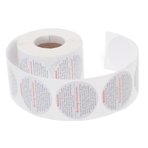 GRADENEVE Wasserdichte Ölresistente Runde Kerzen Warnetiketten pro Rolle Sicherheitsaufkleber für DIY Kerzenherstellung und Kerzengläser von GRADENEVE