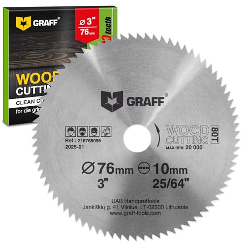 76 mm Trennscheibe Holz – Kreissägeblatt für Sperrholz, Laminat, Trockenbau, Kunststoff – Holztrennscheibe mit 10 mm Bohrung GRAFF von GRAFF