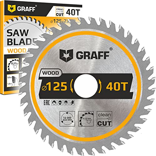 125 mm Winkelschleifer Sägeblatt für Holz, Sperrholz, Laminat, Trockenbau, Kunststoff – 40 Zähne Sägeblatt kompatibel mit Tauchsäge & Kreissäge – Kreissägeblatt zum Schnitzen, Schneiden, Formen GRAFF 125 mm Winkelschleifer Sägeblatt für Holz, Sperrholz, Laminat, Trockenbau, Kunststoff – 40 Zähne Sägeblatt kompatibel mit Tauchsäge & Kreissäge – Kreissägeblatt zum Schnitzen, Schneiden, Formen GRAFF von GRAFF