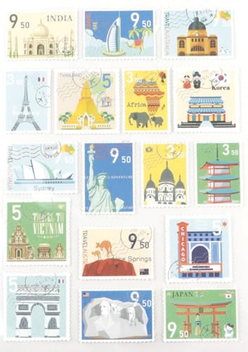 Graine Créative 51 Aufkleber in Form von Briefmarken - Land 3 cm von GRAINE CREATIVE