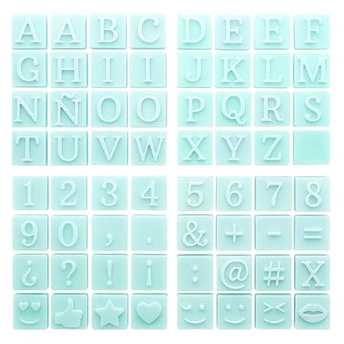 Buchstaben- und Zahlenform für Seifennachrichten, inklusive Symbolen, 4 Module, ideal für originelle Geschenke, robustes Silikon, 3 x 3 x 1,3 cm. von GRAN VELADA