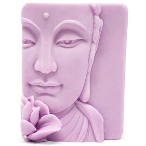 Buddha-Gesichtform mit Lotusblüte aus Silikon, robust und antihaftbeschichtet, für Seifen und Bastelarbeiten, Maße 6,7 x 9 x 3 cm, einfach zu verwenden von GRAN VELADA