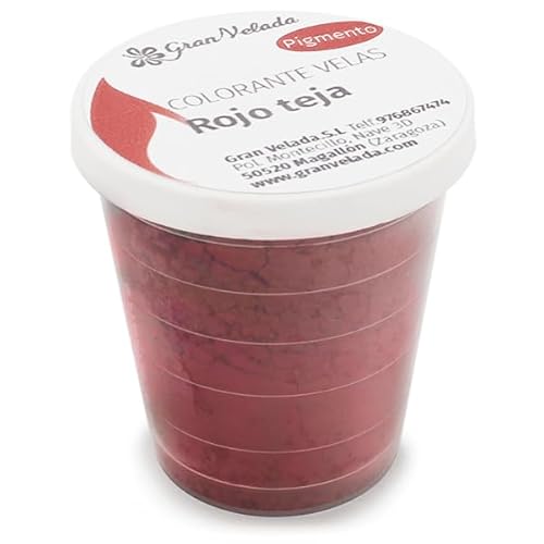 Farbstoff für Kerzen, Rot, Ziegelpulver, hohe Ergiebigkeit, Pigment für Kerzen, die nicht wandern oder verstopfen, ideal für handgefertigte Kerzen, professionelle Verwendung, 30 ml Farbstoff für Kerzen, Rot, Ziegelpulver, hohe Ergiebigkeit, Pigment für Kerzen, die nicht wandern oder verstopfen, ideal für handgefertigte Kerzen, professionelle Verwendung, 30 ml von GRAN VELADA