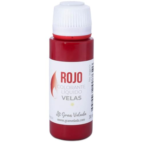Flüssiger Farbstoff für Kerzen, intensives Rot, 50 ml, ideal für selbstgemachte Kerzen, stabile Farben und leicht zu verteilen, 30 ml von GRAN VELADA