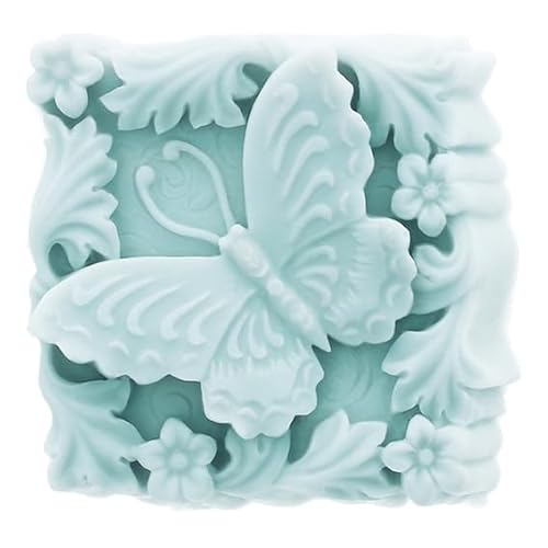 Frühlingsseifenform mit Blumen und Schmetterling aus Silikon, 6,6 x 6,6 x 2,9 cm, robust, antihaftbeschichtet und flexibel, einfach zu verwenden, um personalisierte Seifen herzustellen von GRAN VELADA