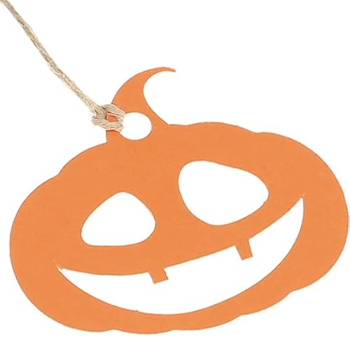 Halloween-Kürbis-Papp-Etiketten, 20 Stück, 4,9 cm, schwarzer und orangefarbener Hintergrund, ideal für Dekoration und Personalisierung. von GRAN VELADA