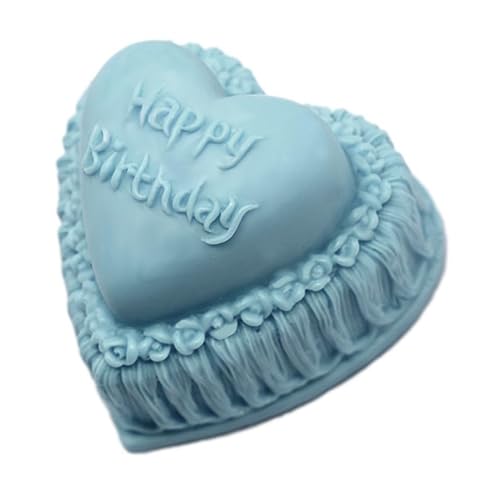 Herzform Happy Birthday aus Silikon, 6 x 4,8 cm, einfache Seifenherstellung mit geprägten Rosen, robust und antihaftbeschichtet, inklusive Text "Happy Birthday", für Glyzerinseife von GRAN VELADA